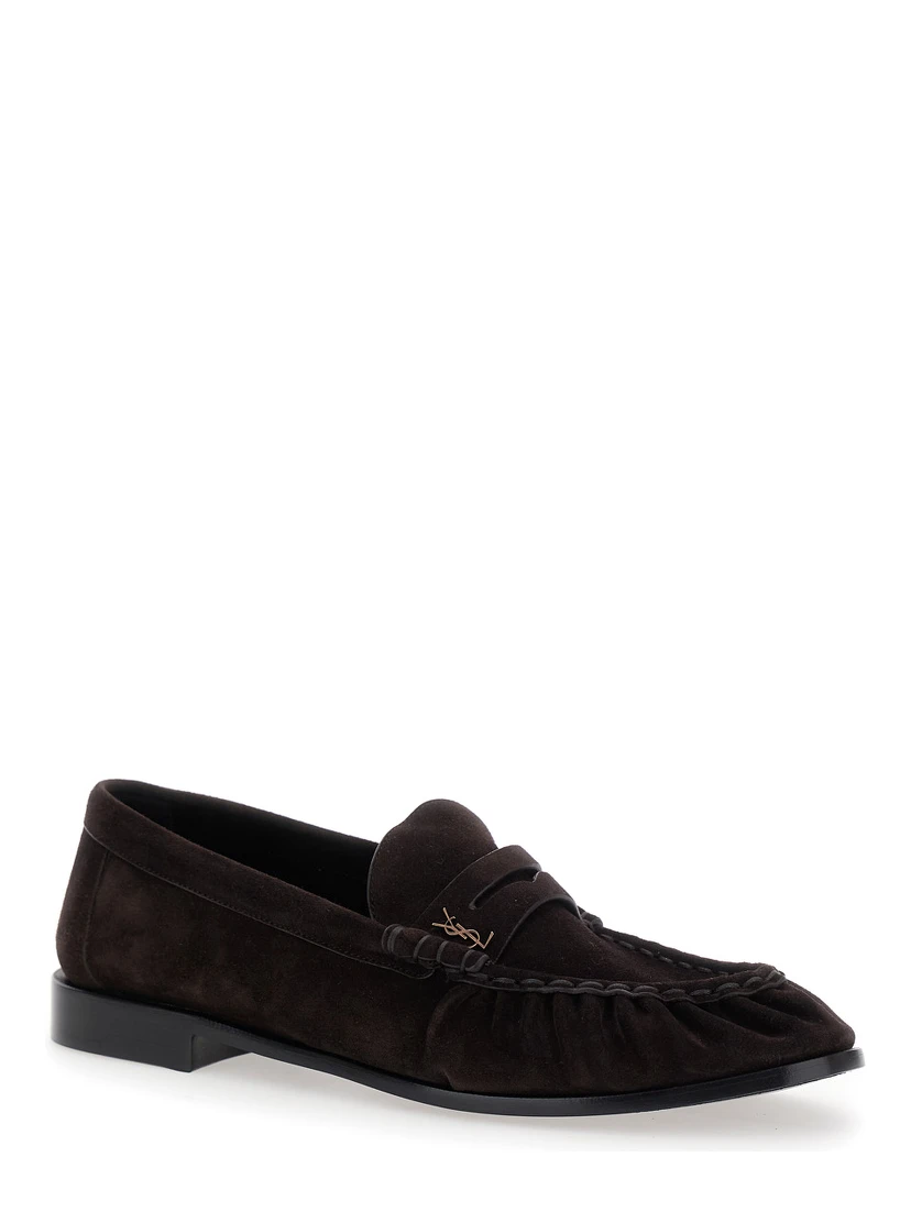 Brown Loafers with Cassandre Detail in Suede Man
