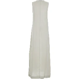 White Long Dress with U-neck and Back Closure in Viscose Blend Woman