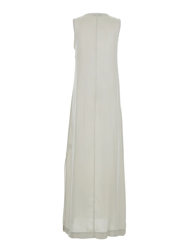White Long Dress with U-neck and Back Closure in Viscose Blend Woman alternative