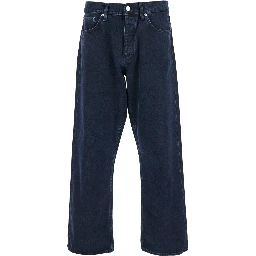 Blue Jeans with Belt Loops and Logo Patch on the Rear in Denim Man