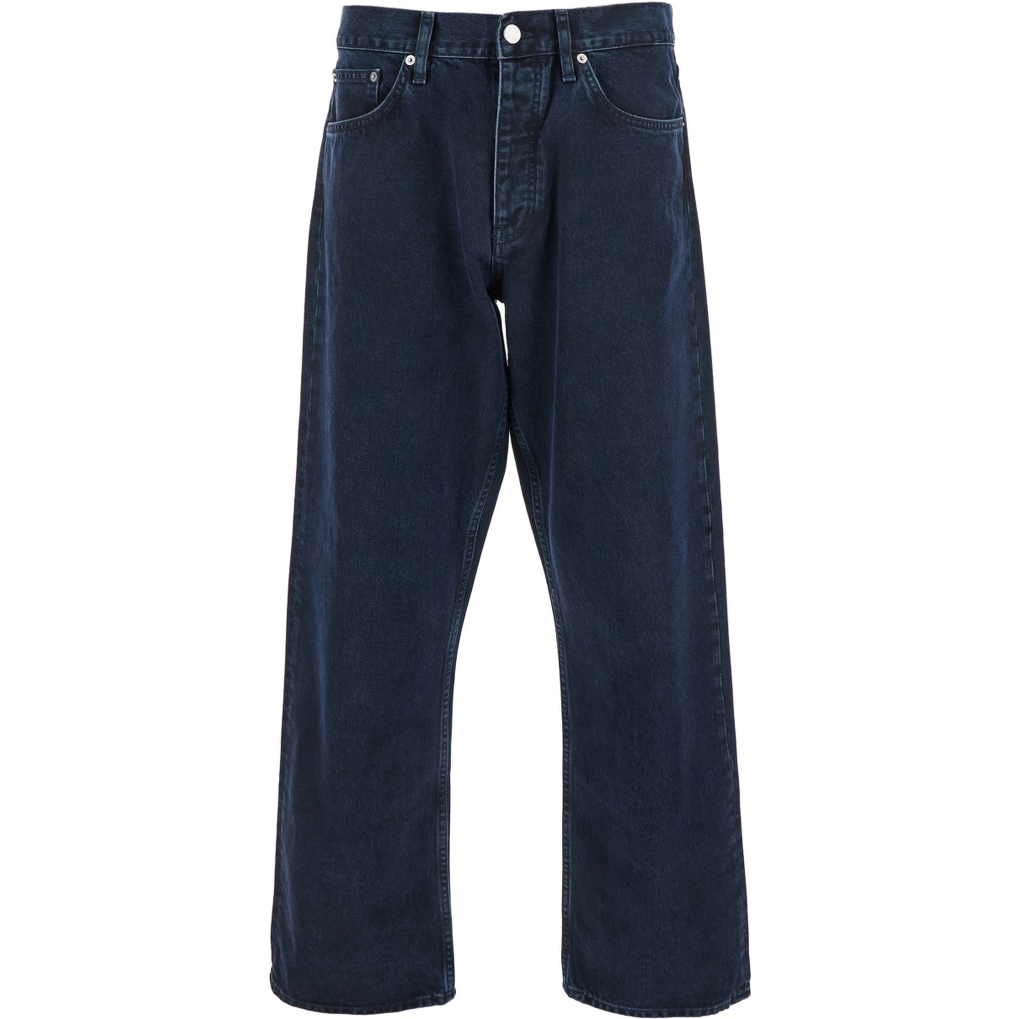 Blue Jeans with Belt Loops and Logo Patch on the Rear in Denim Man