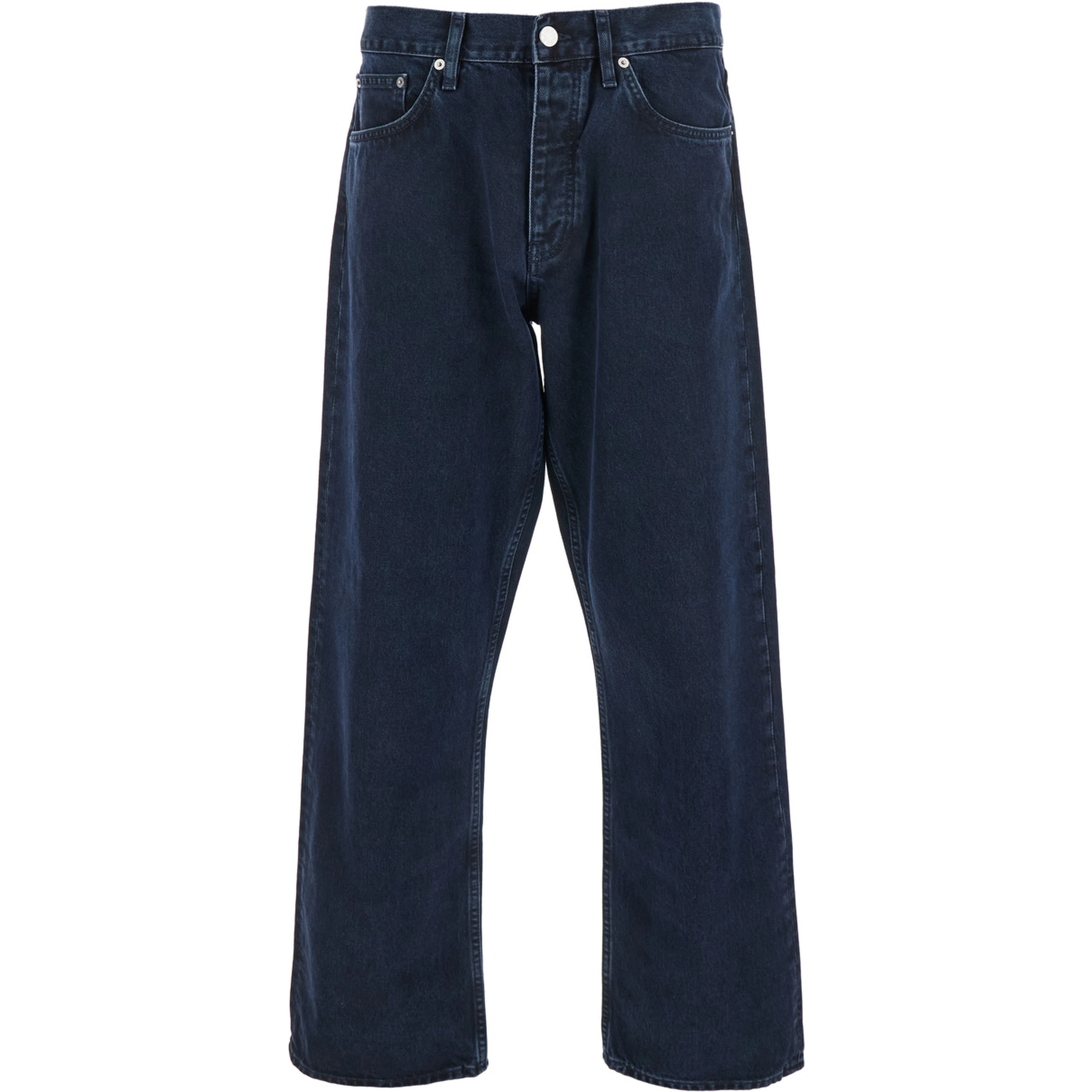 Blue Jeans with Belt Loops and Logo Patch on the Rear in Denim Man