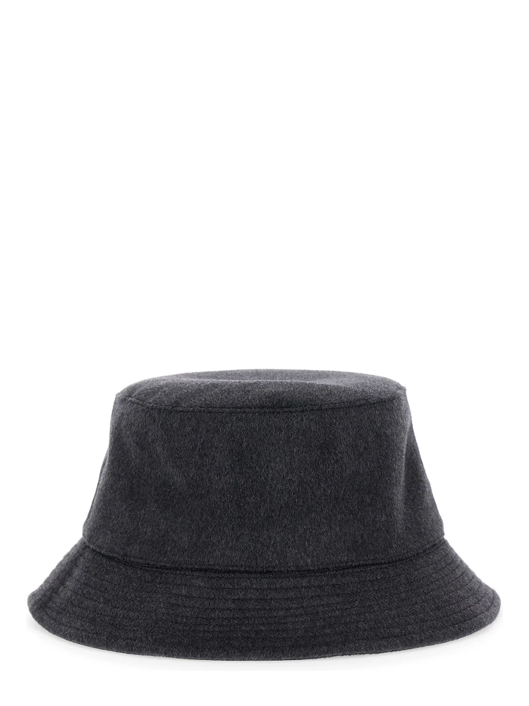 Le Bob Cachemiro Grey Bucket Hat with Logo Lettering Embroidery on the Front and Ribbed Brim in Wool Man alternative