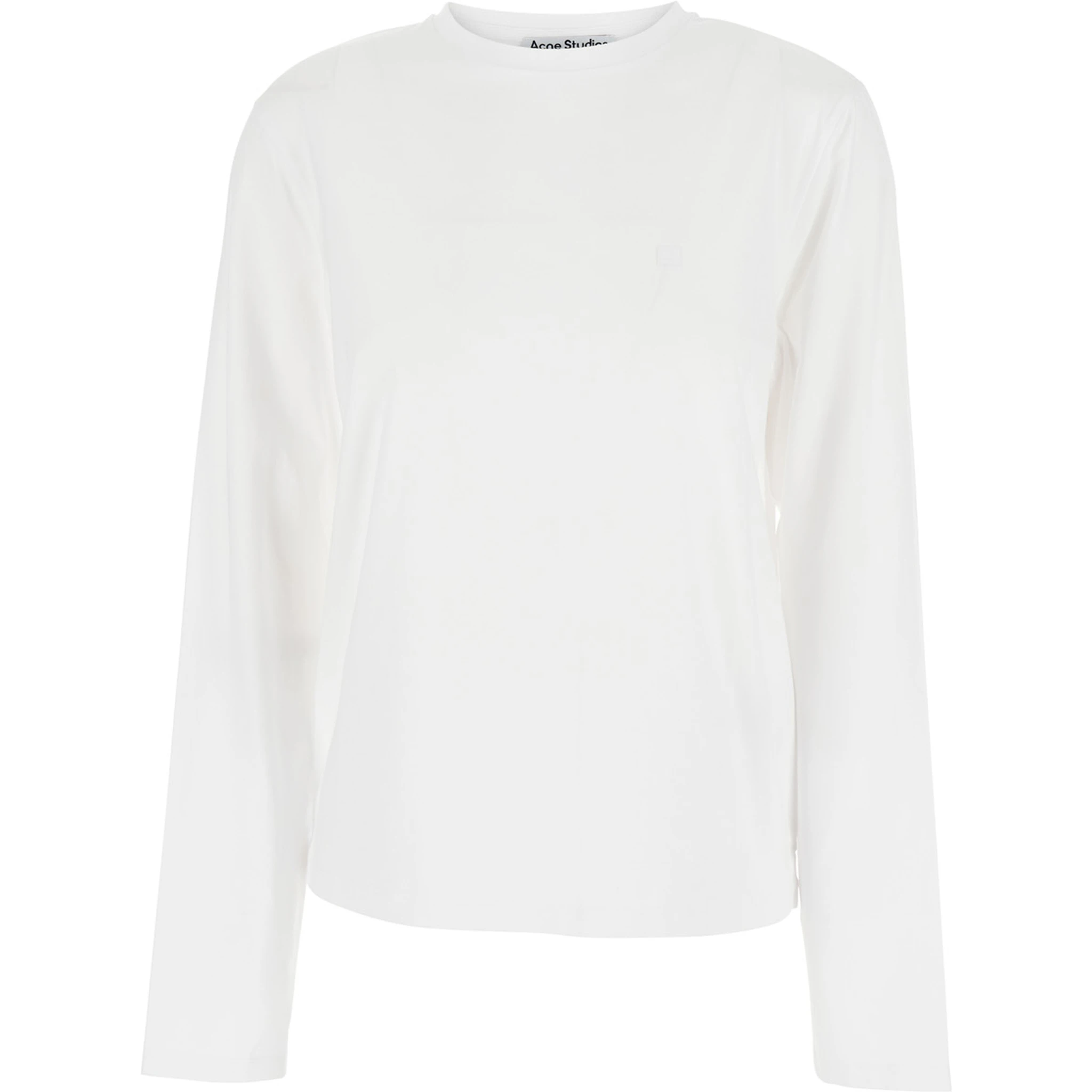 White Long-sleeved T-Shirt with Logo on Back in Cotton Woman