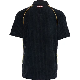 Black Polo Shirt with Classic Collar and Logo Embroidery on the Front in Corduroy Man