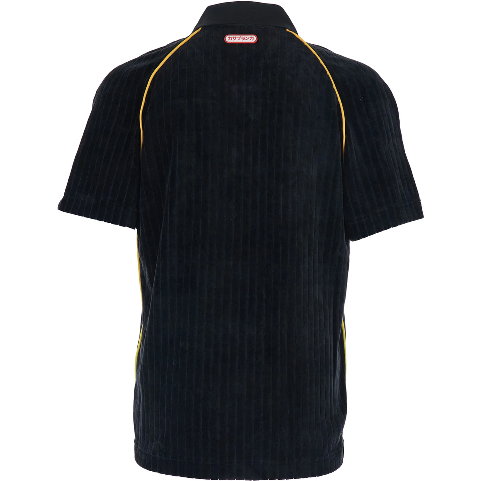 Black Polo Shirt with Classic Collar and Logo Embroidery on the Front in Corduroy Man