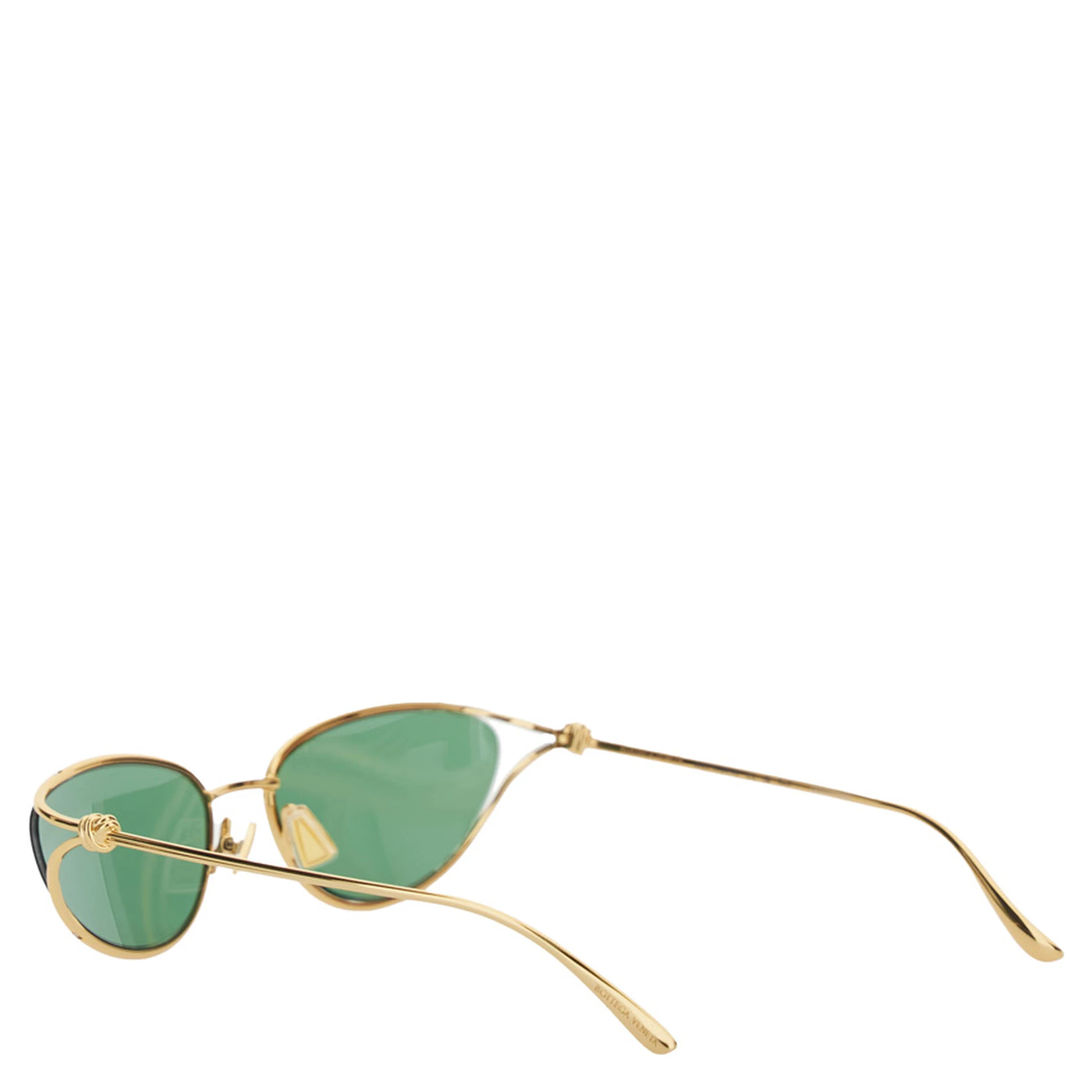 Green Sunglasses with Cat-Eye Design and Knot Detail on the Temples in Metal Woman