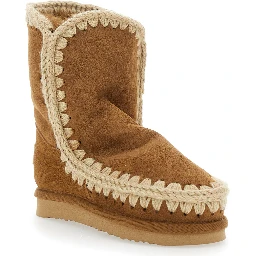 Eskino Beige Ankle Boots in Patent Suede Girl