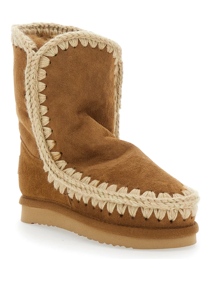 Eskino Beige Ankle Boots in Patent Suede Girl