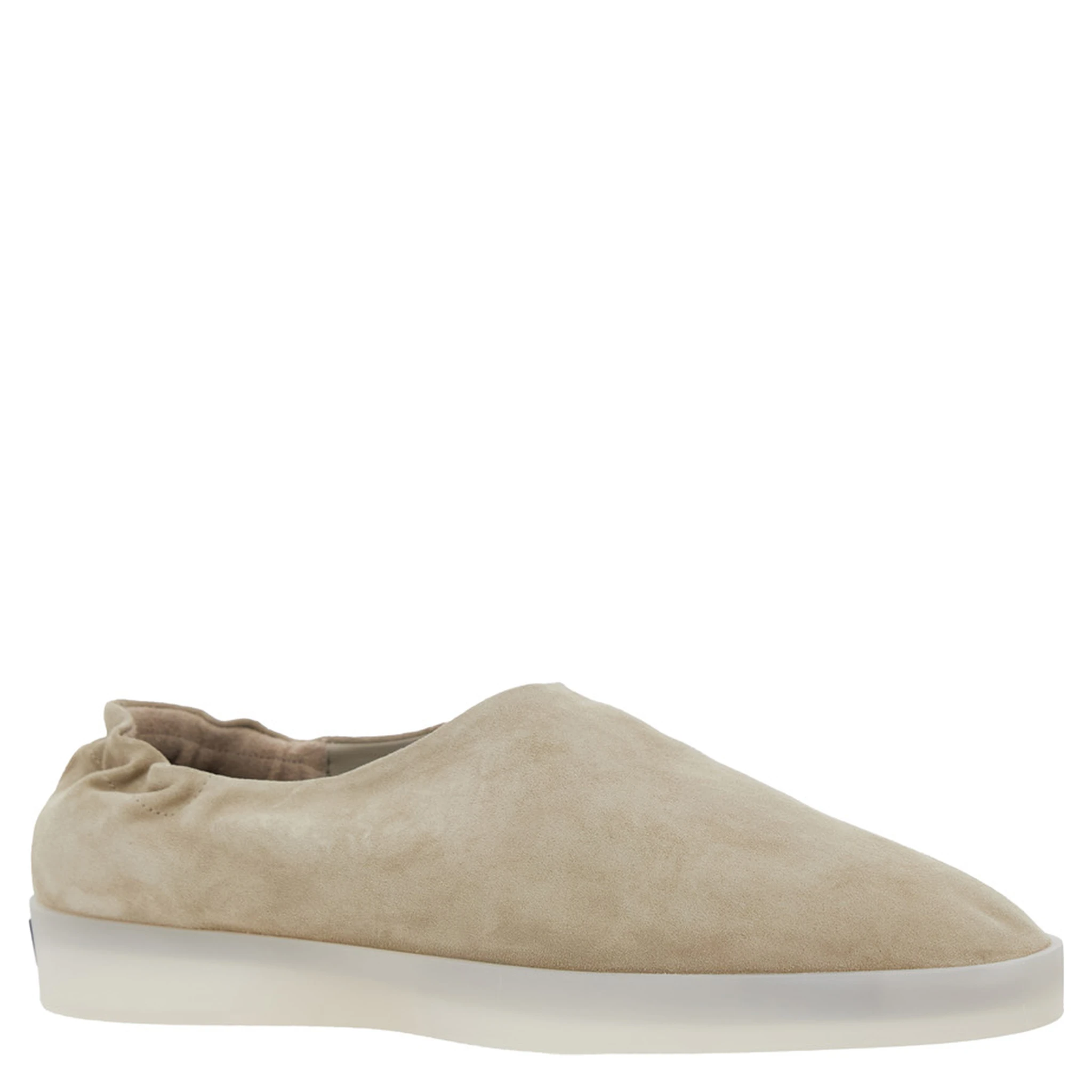 Beige Mules with Logo Patch on the Back and Elasticized Heel in Suede Man