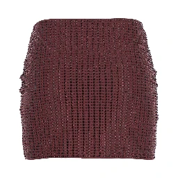 Malibu Crystal Bordeaux Skirt with All-Over Stud Embellishments in Tech Fabric Stretch Woman