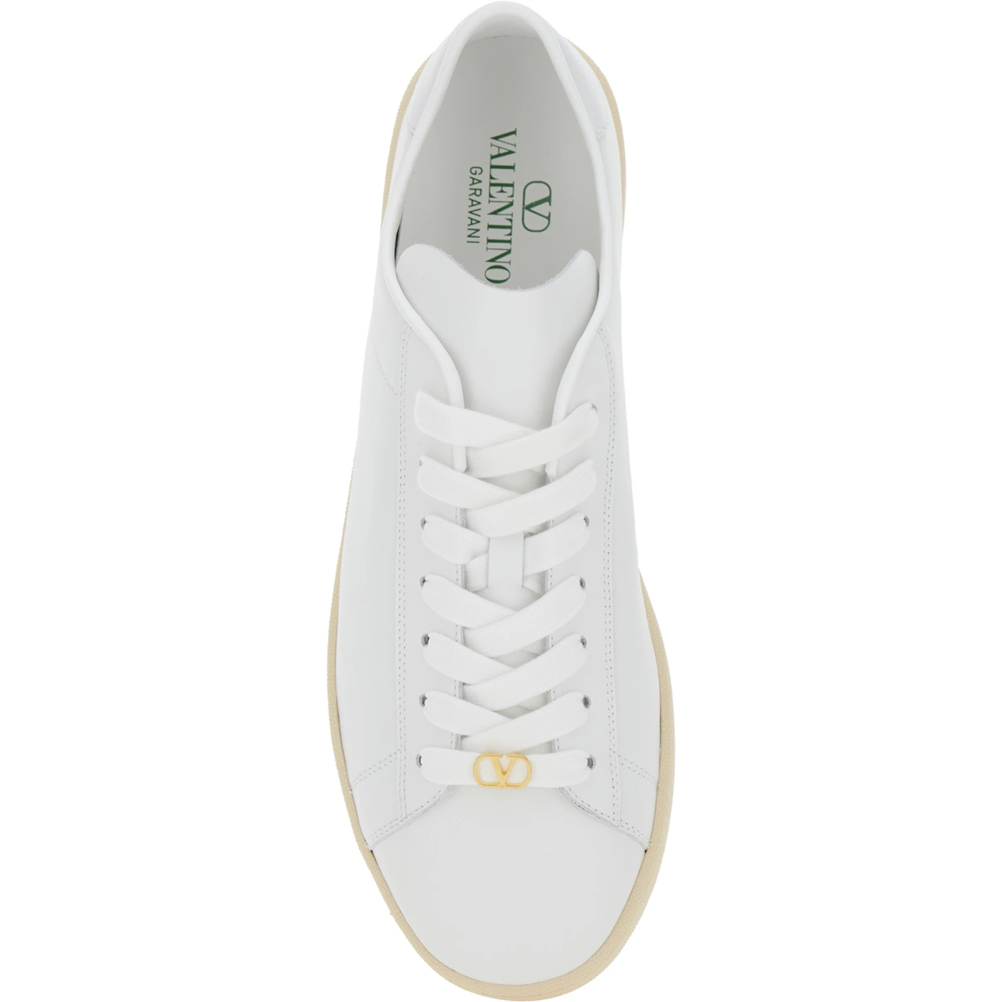 Royco White Low Top Sneakers with VLogo on the Rear and VLogo Plaque on the Lace in Leather Man