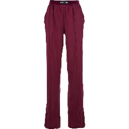 Fuchsia Pants with Elastic Waist with Logo Lettering in Silk Stretch Woman