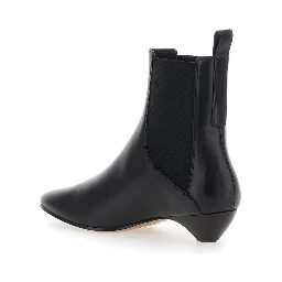 Allegra Chelsea Black Ankle Boots with Elastic Panels in Leather Woman