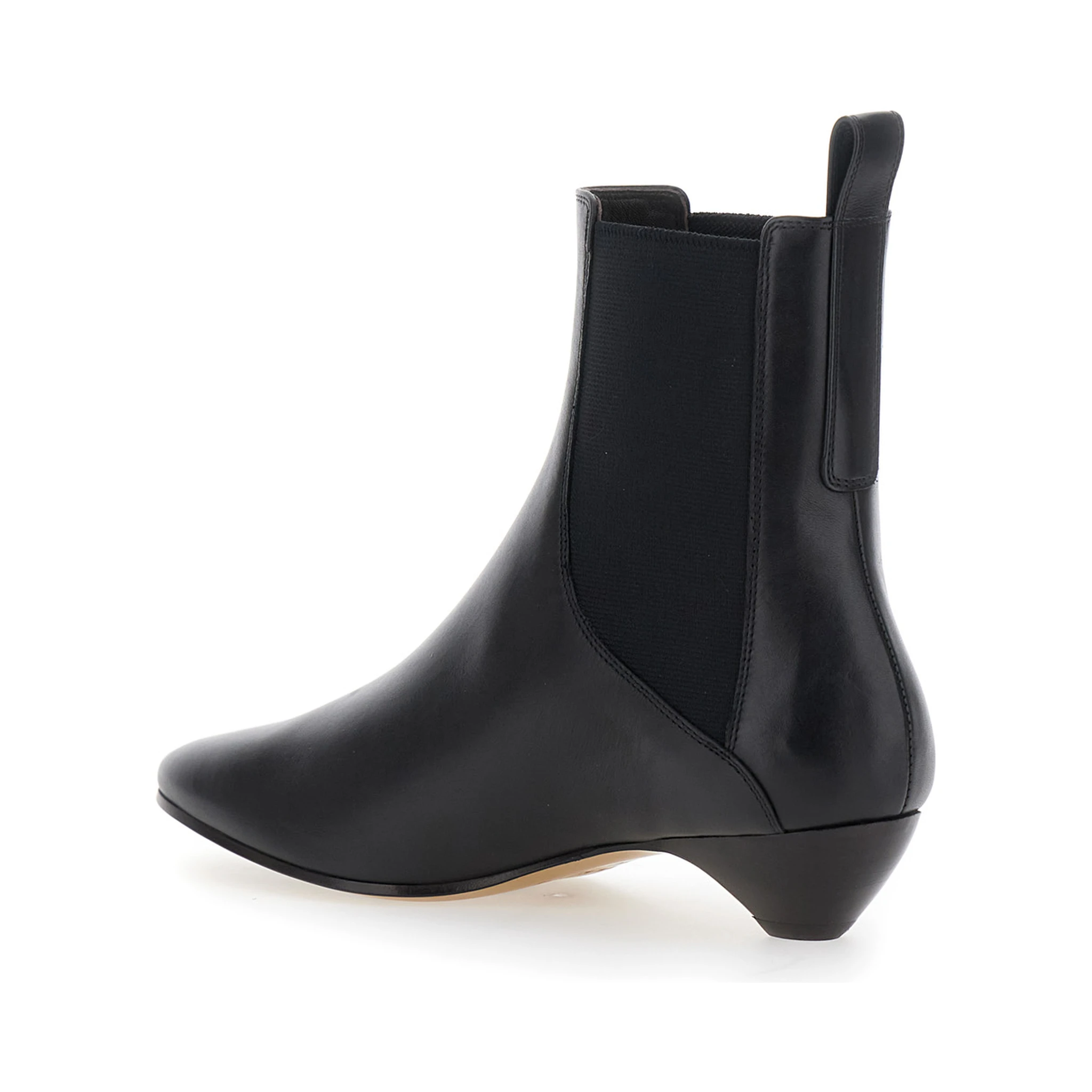 Allegra Chelsea Black Ankle Boots with Elastic Panels in Leather Woman