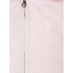Pink Sweatshirt with Fixed Hood and Front Zip Closure in Cotton Girl