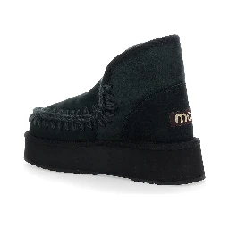Black Ankle Boots with Braided Detail in Suede Woman