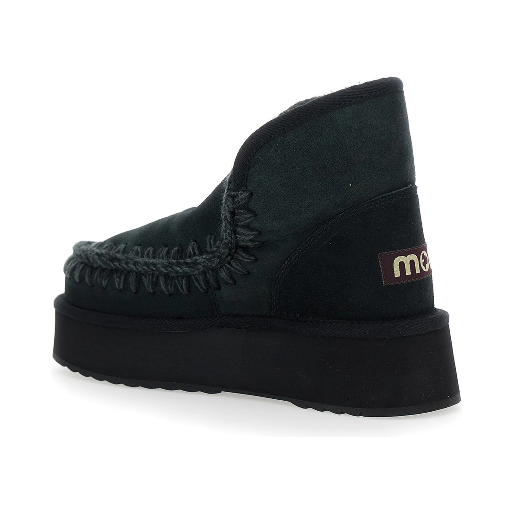 Black Ankle Boots with Braided Detail in Suede Woman