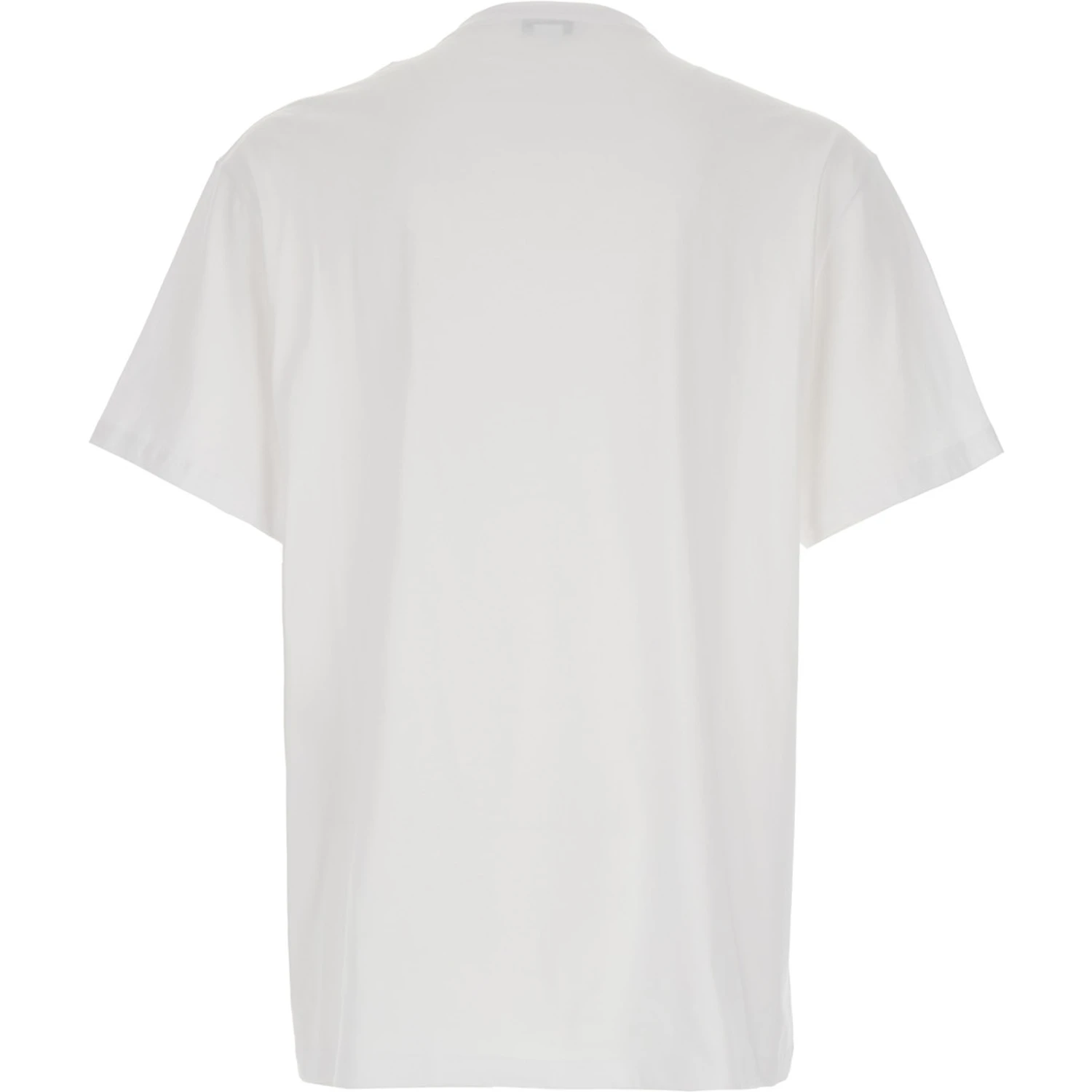 White Crewneck T-Shirt with Logo Lettering on the Front in Cotton Man