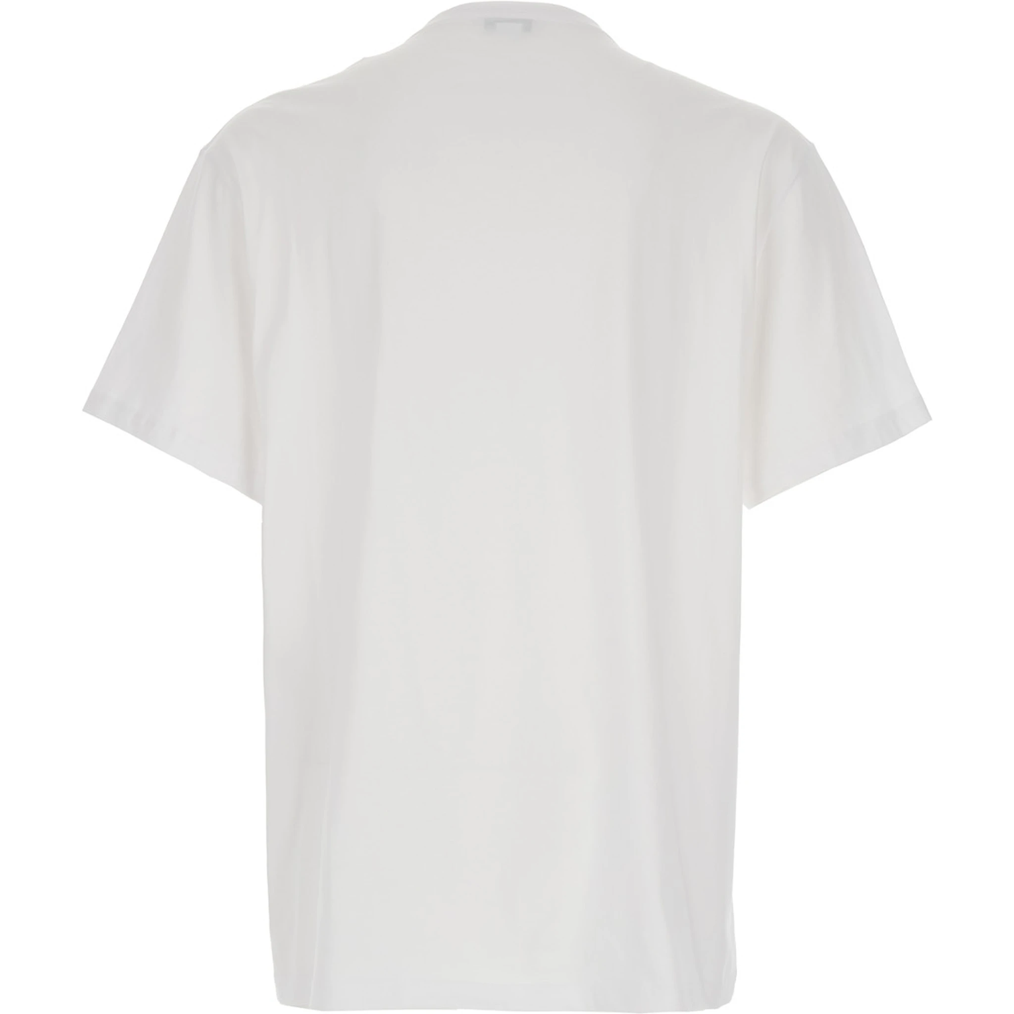 White Crewneck T-Shirt with Logo Lettering on the Front in Cotton Man