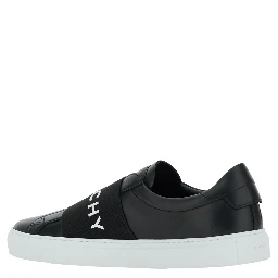 City Court Black Sneakers with Elastic Band and Logo Lettering on the Front in Leather Man