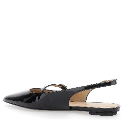 Emilia Black Slingback Sandals with Adjustable Strap Closure in Patent Leather Woman