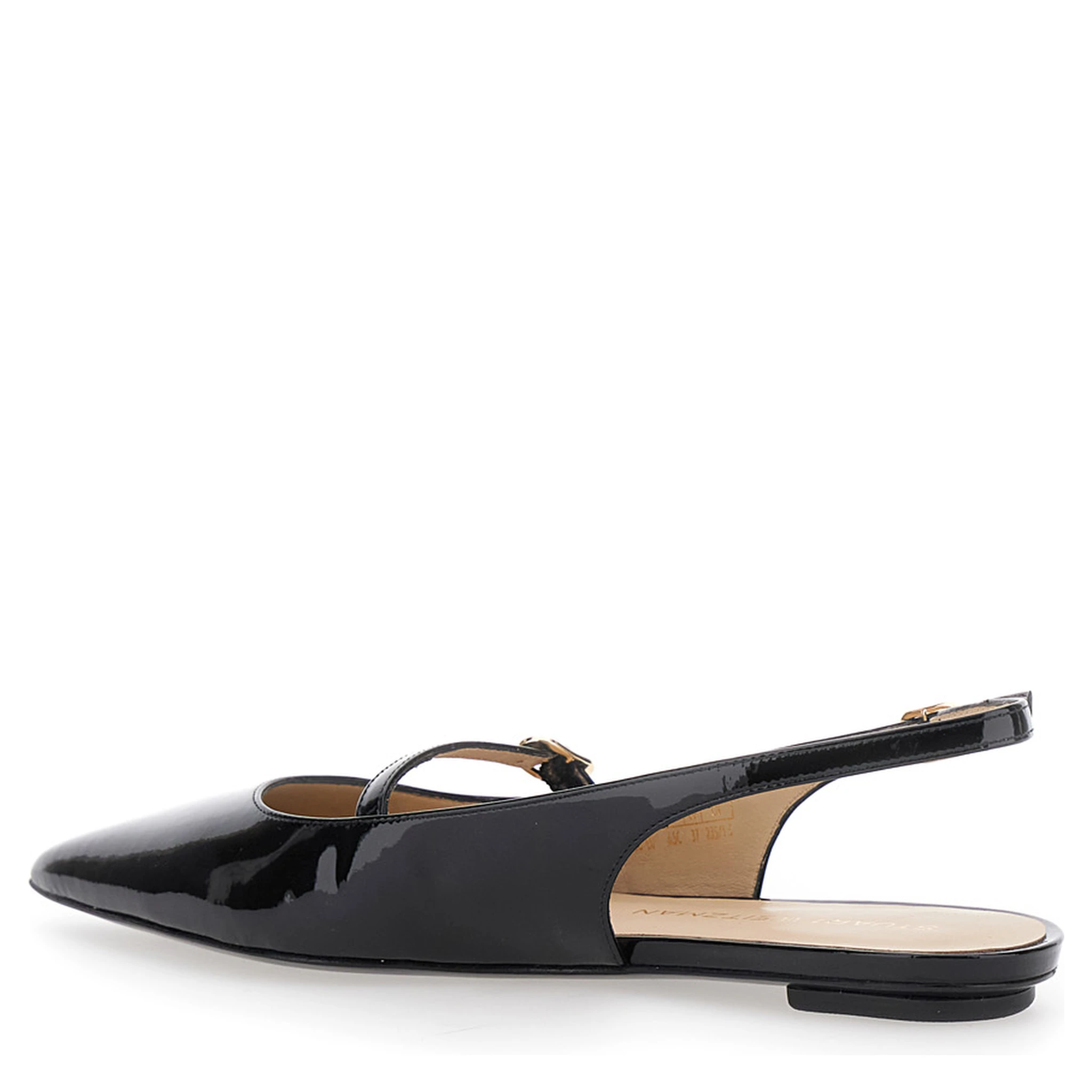 Emilia Black Slingback Sandals with Adjustable Strap Closure in Patent Leather Woman
