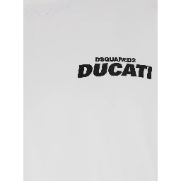 Ducati x D2 White T-Shirt with Logo on the Front in Cotton Man