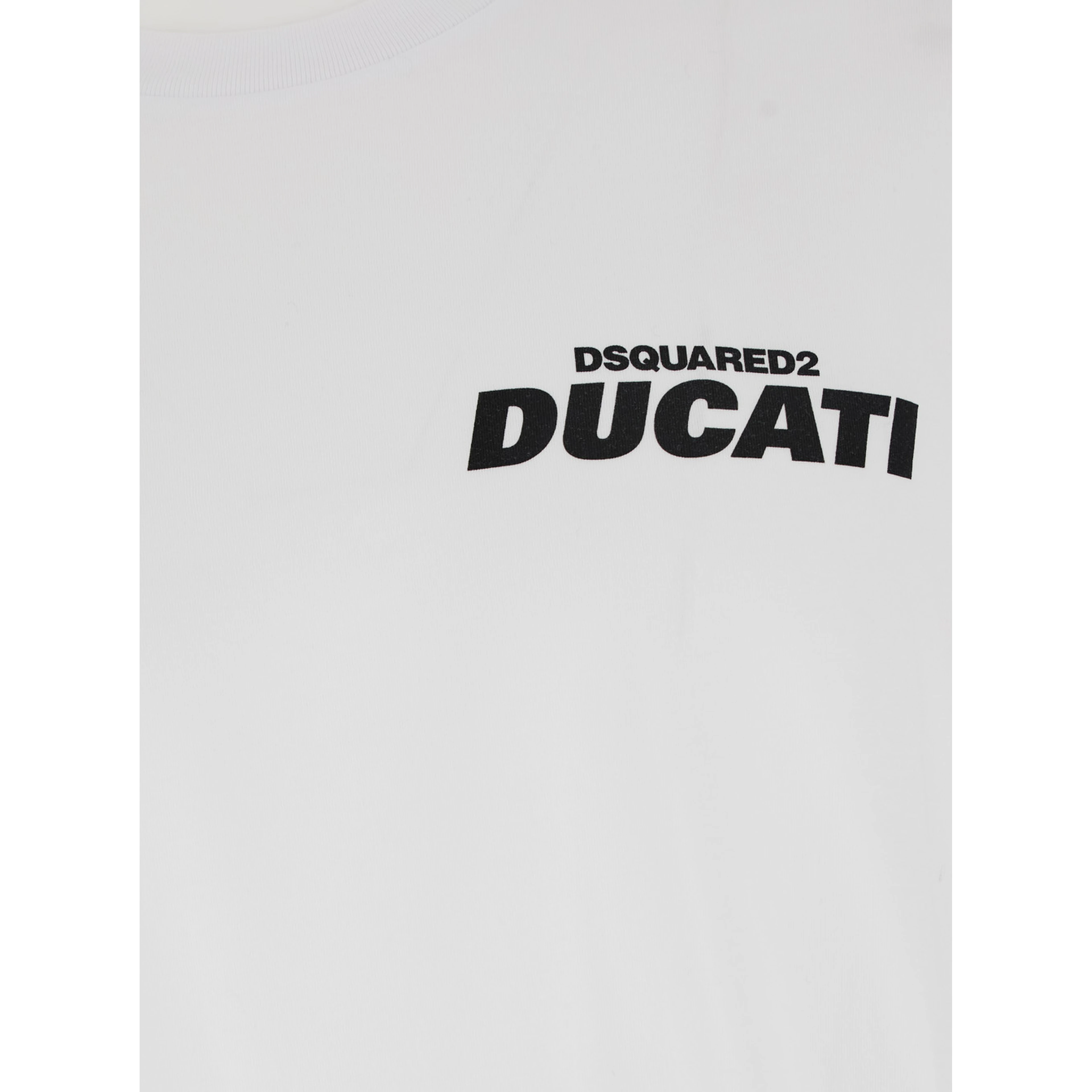 Ducati x D2 White T-Shirt with Logo on the Front in Cotton Man