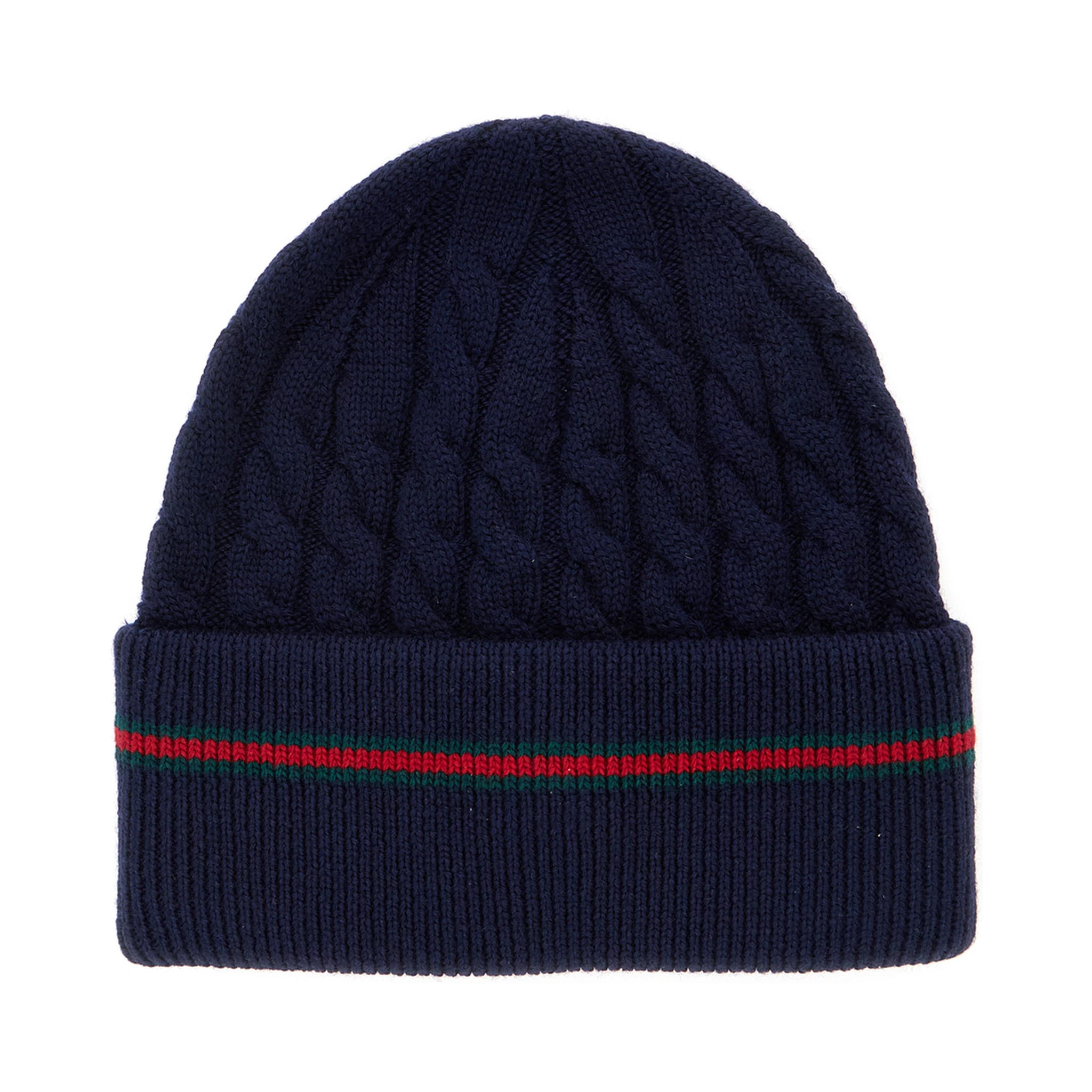 Blue Beanie with Web Detail and Tricot Knitting in Wool Boy