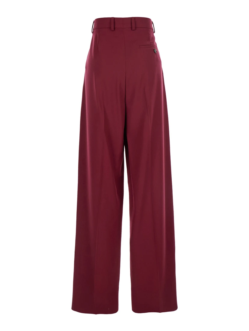 Bordeaux Pants with Concealed Closure on the Front in Wool Woman