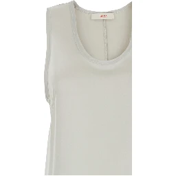 White Long Dress with U-neck and Back Closure in Viscose Blend Woman