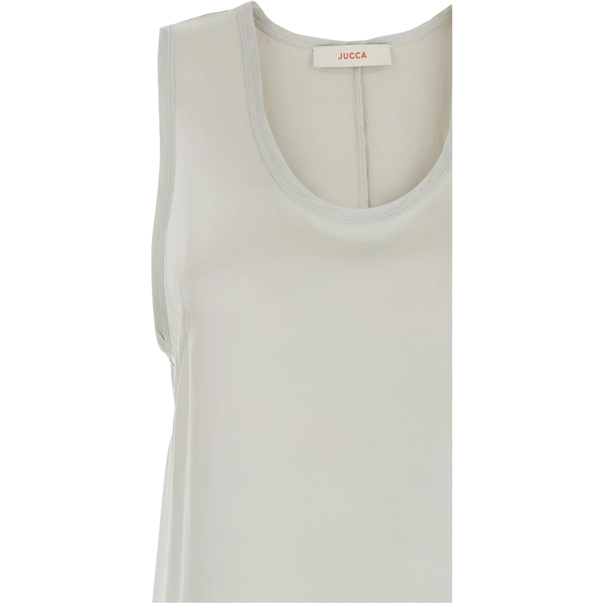 White Long Dress with U-neck and Back Closure in Viscose Blend Woman