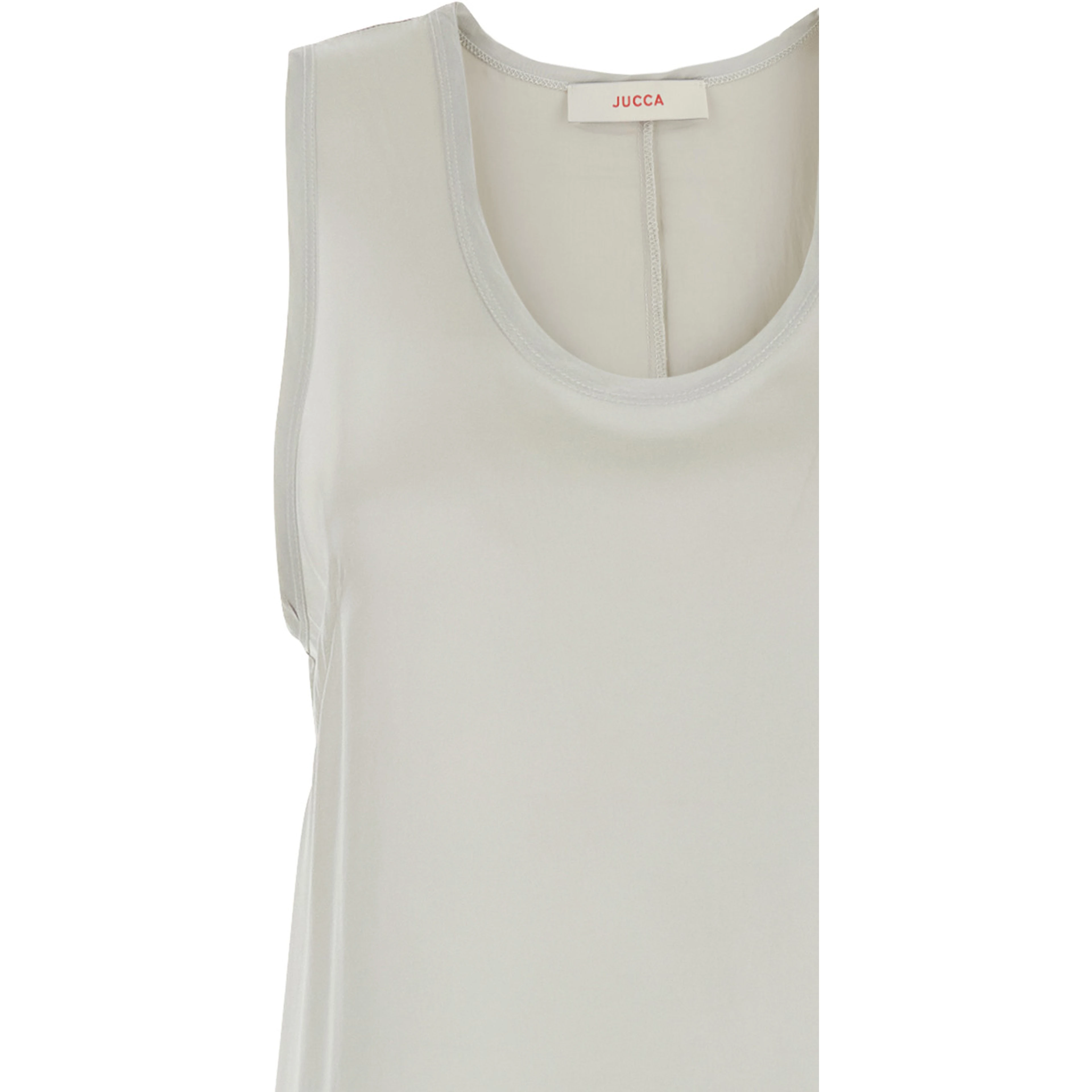 White Long Dress with U-neck and Back Closure in Viscose Blend Woman