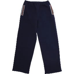 Blue Trousers with Web Pattern on Sides in Fabric Boy