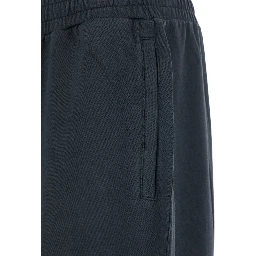 Black Pants with Elastic Waist and Drawstring Hem in Tech Fabric Man