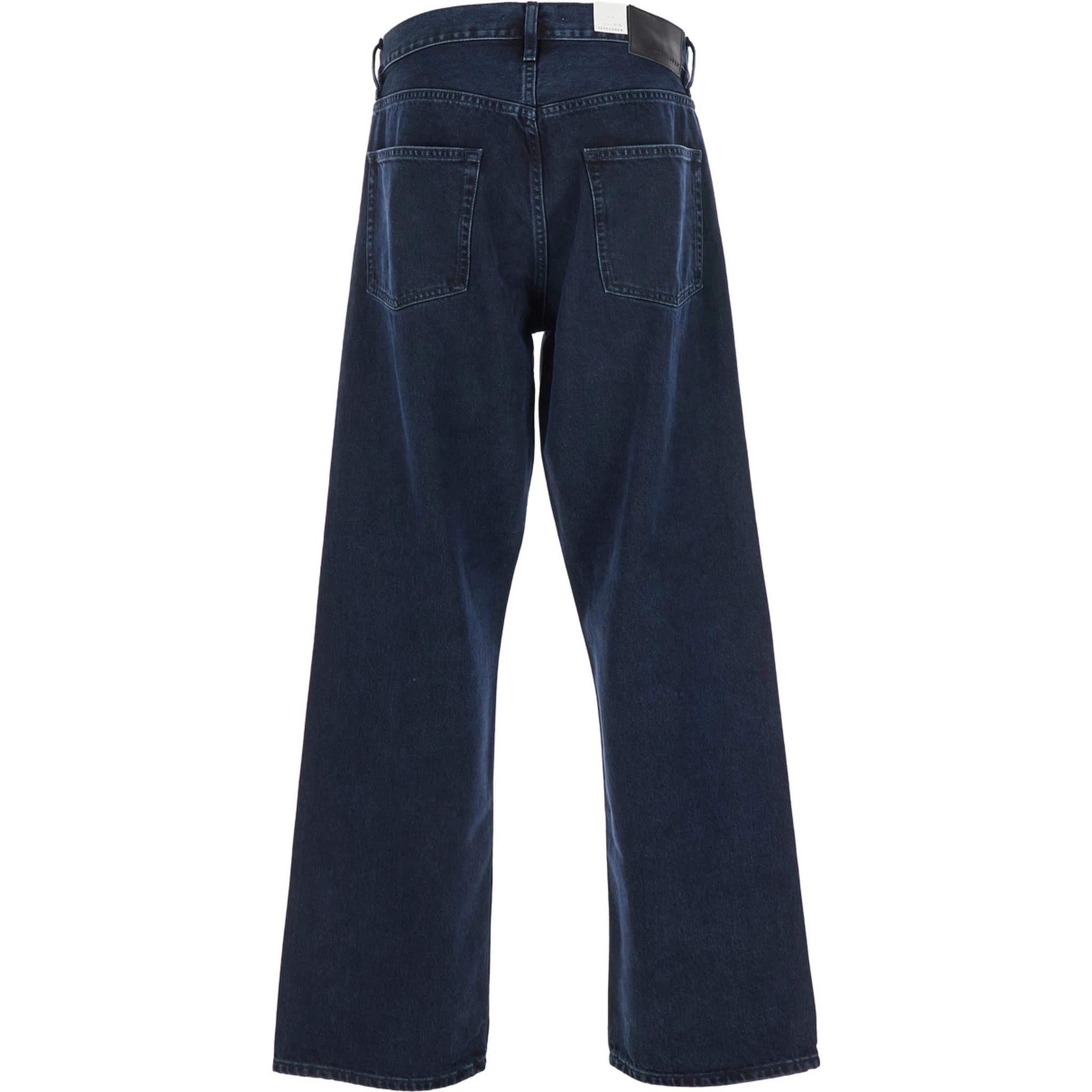 Blue Jeans with Belt Loops and Logo Patch on the Rear in Denim Man