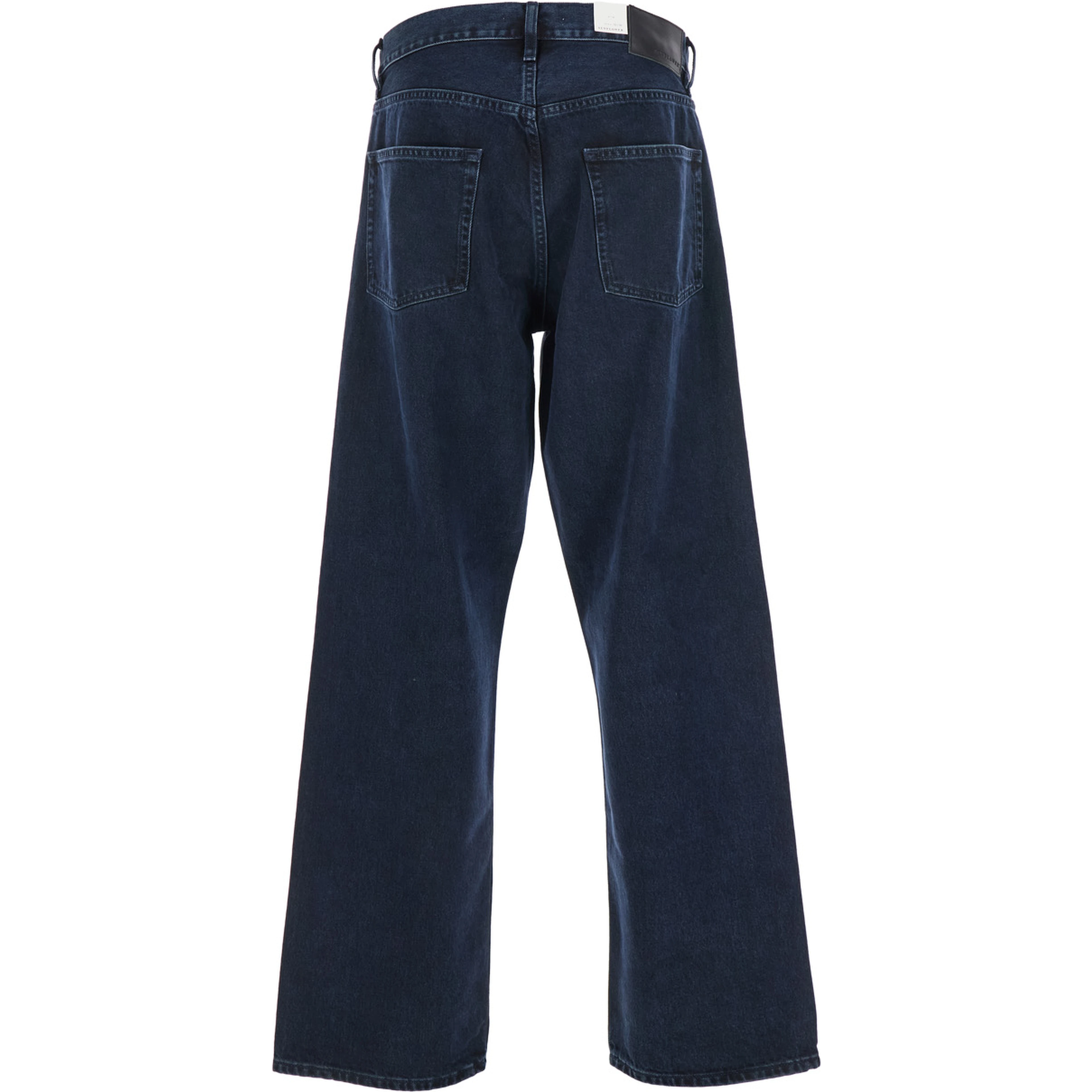 Blue Jeans with Belt Loops and Logo Patch on the Rear in Denim Man