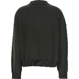 Green Polo Shirt with Classic Collar and Ribbed Trims in Wool Woman