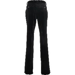 Black Trousers with Belt Loops and Front Pleats in Velvet Man