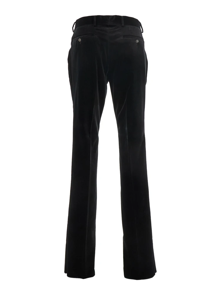 Black Trousers with Belt Loops and Front Pleats in Velvet Man alternative