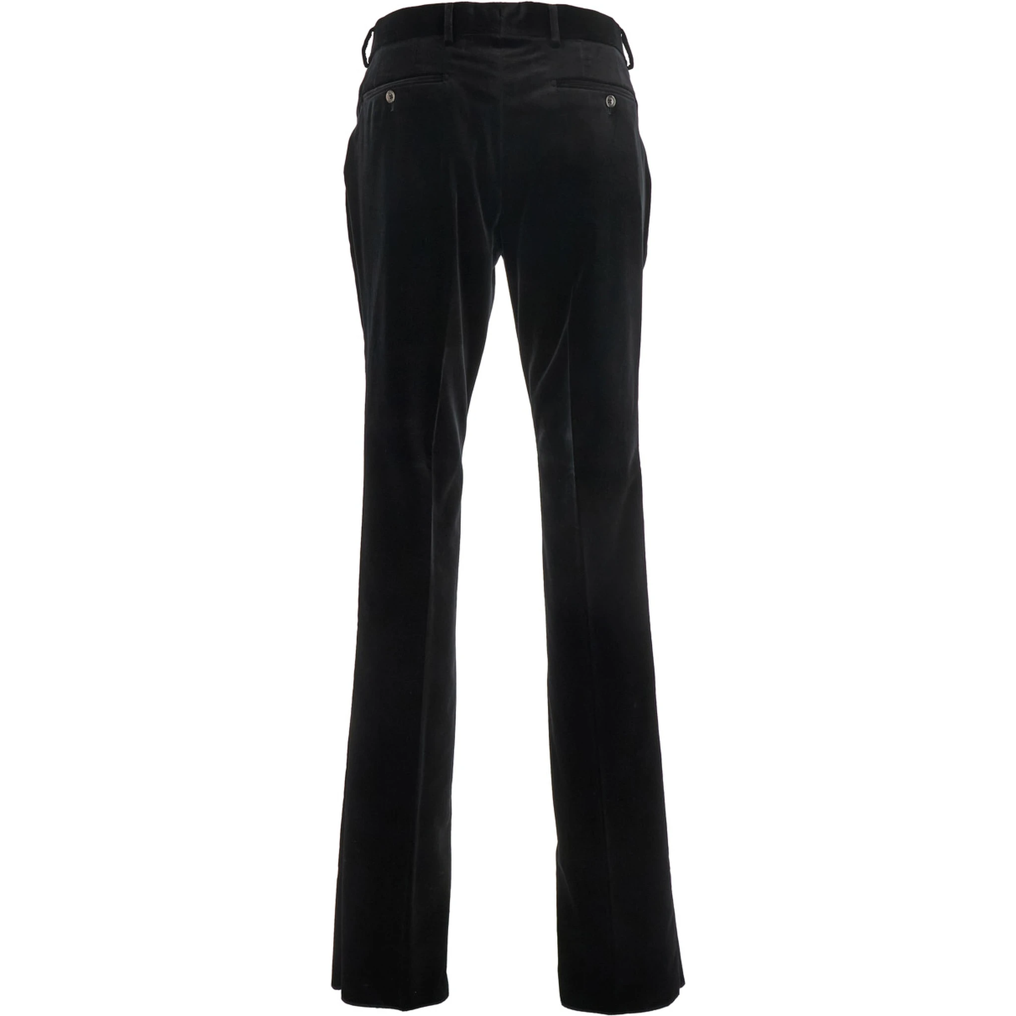 Black Trousers with Belt Loops and Front Pleats in Velvet Man