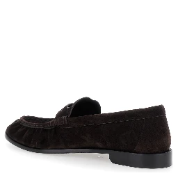 Brown Loafers with Cassandre Detail in Suede Man