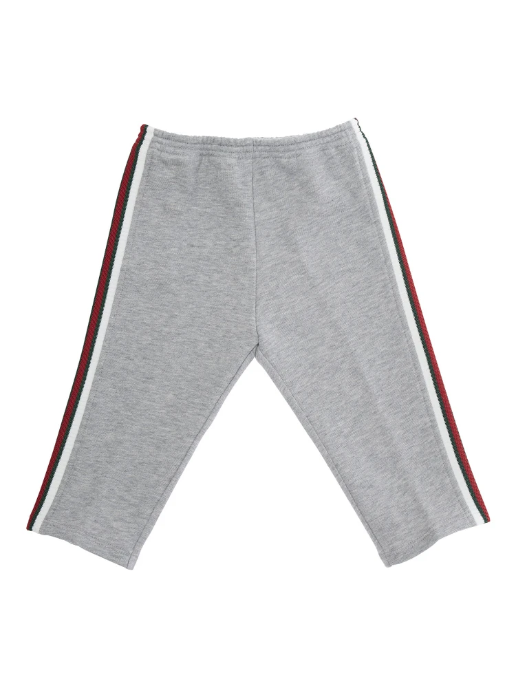 Grey Trousers with Web Pattern on Sides in Fabric Baby