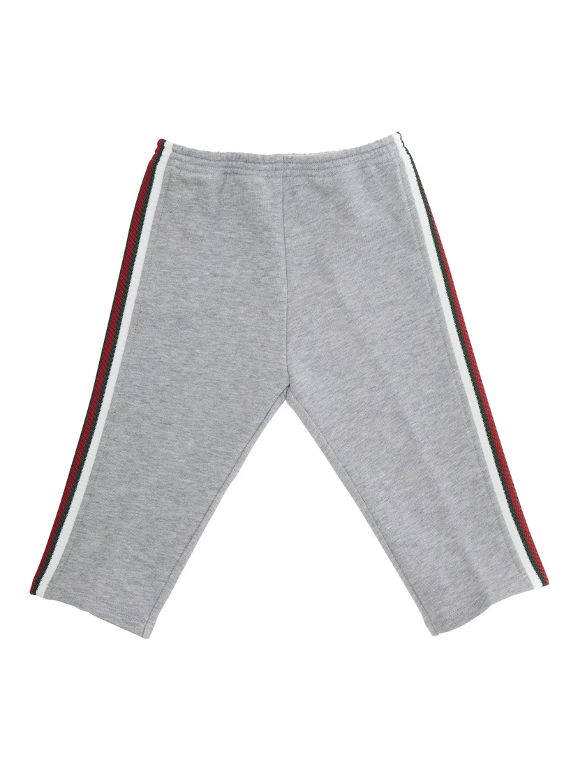 Grey Trousers with Web Pattern on Sides in Fabric Baby