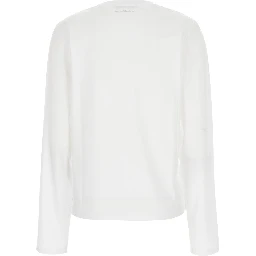 White Long-sleeved T-Shirt with Logo on Back in Cotton Woman