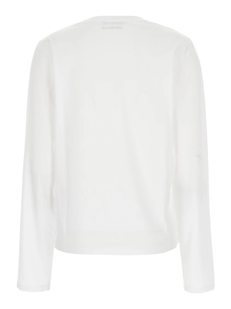 White Long-sleeved T-Shirt with Logo on Back in Cotton Woman alternative