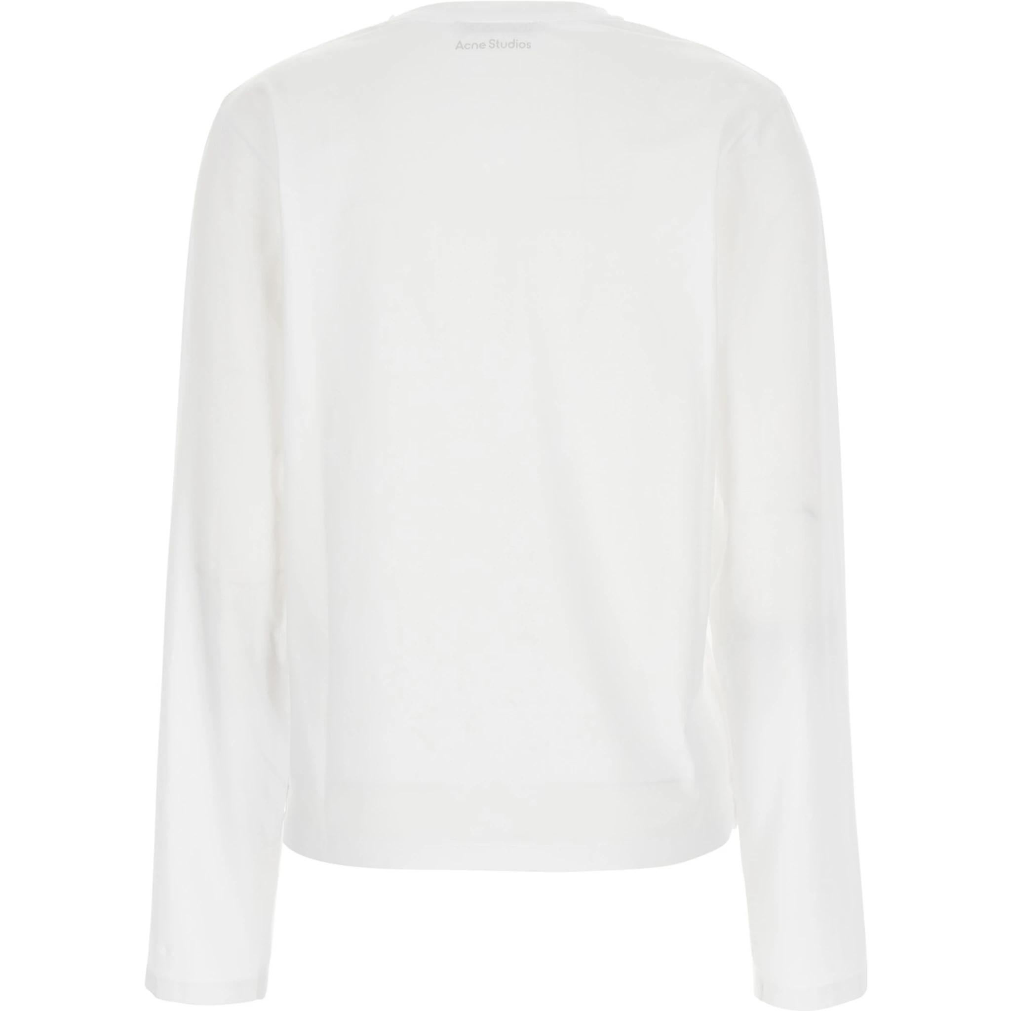 White Long-sleeved T-Shirt with Logo on Back in Cotton Woman