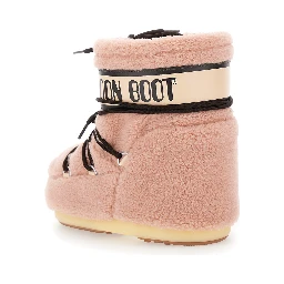 Icon Pink Snow Ankle Boots with Maxi Logo Print on the Side in Fleece Woman