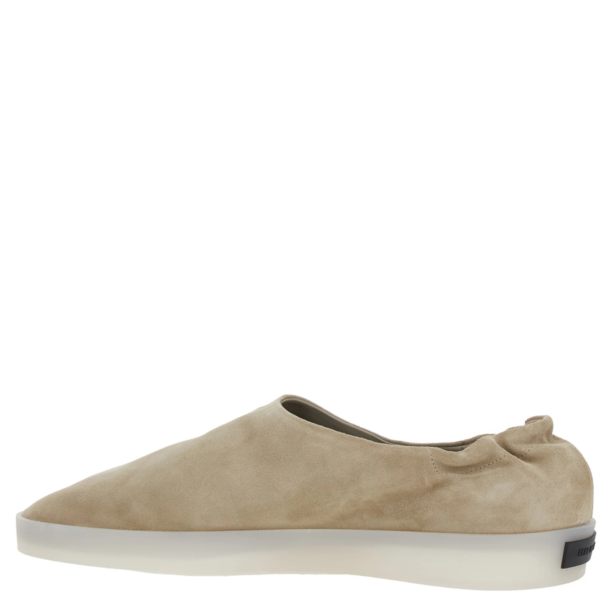 Beige Mules with Logo Patch on the Back and Elasticized Heel in Suede Man